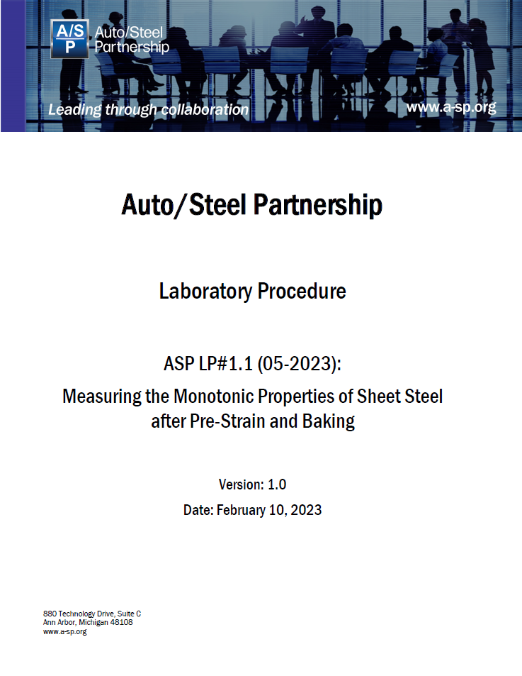 this is to download the laboratory procedure for measuring the monotonic properties of sheet steel after pre-strain and baking